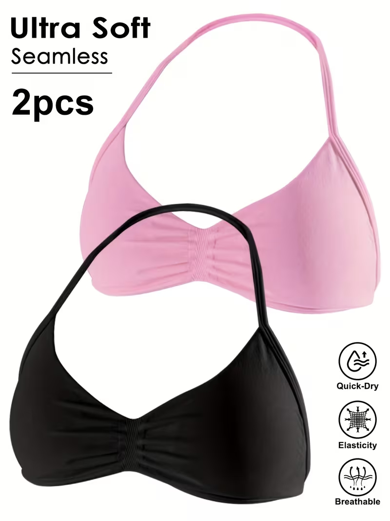 Sports Bra Racerback - 2 шт. Бесшовные сексуальные топы для